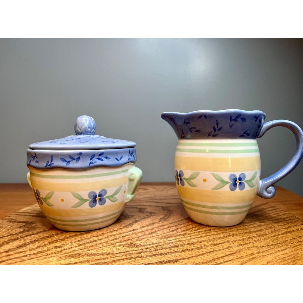 Vintage Pfaltzgraff Summer Breeze Creamer and Sugar Bowl Set